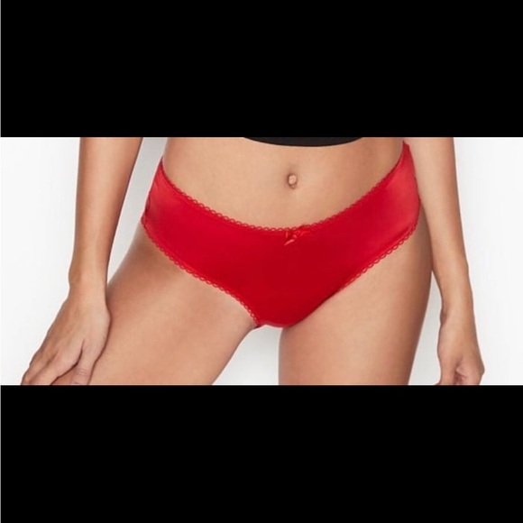 Crotchless open back peek-a-boo exposed ouvert panty panties red bow Victoria's - Picture 4 of 7